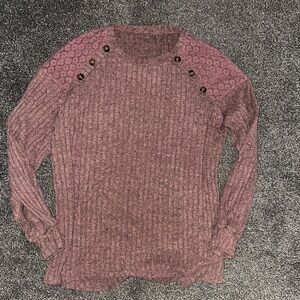 Women's Pink Sweater with Button Detail